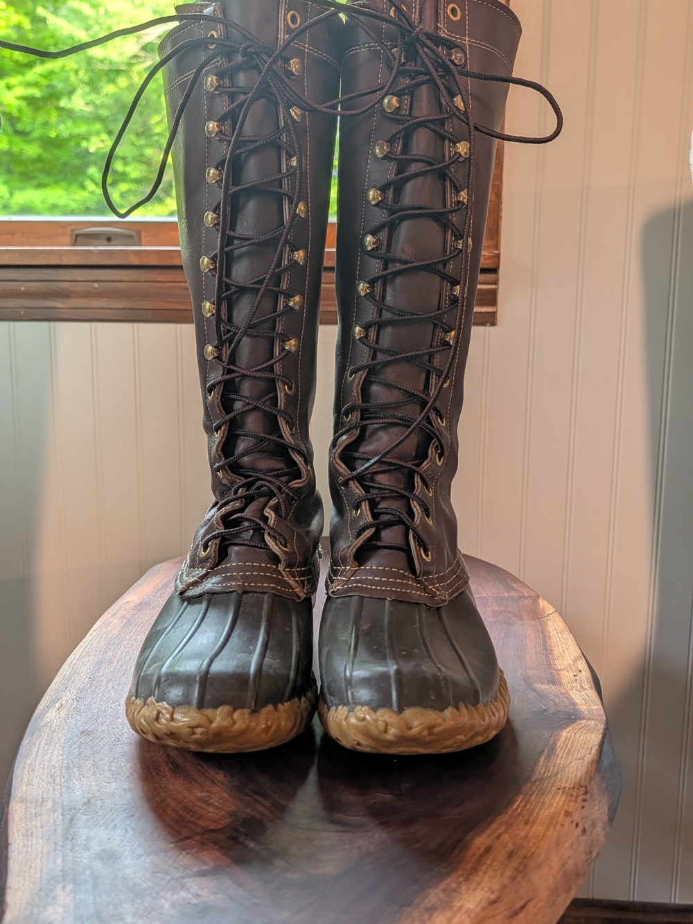 Vintage 1970's Block Lable LL Bean - Tall Lace-Up Brown Duck Boots